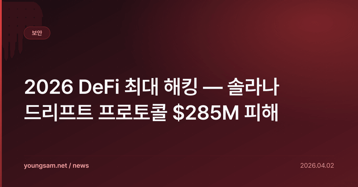 2026 DeFi 최대 해킹 — 솔라나 드리프트 프로토콜 $285M 피해
