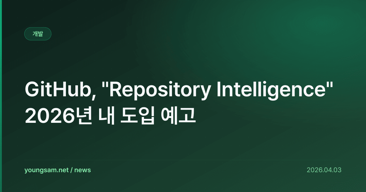 GitHub, "Repository Intelligence" 2026년 내 도입 예고