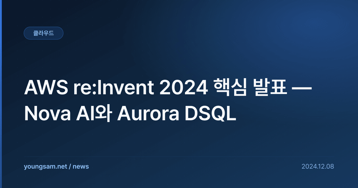 AWS re:Invent 2024 핵심 발표 — Nova AI와 Aurora DSQL