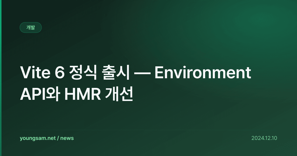 Vite 6 정식 출시 — Environment API와 HMR 개선