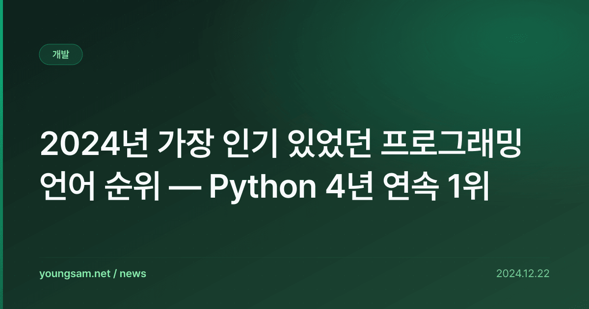 2024년 가장 인기 있었던 프로그래밍 언어 순위 — Python 4년 연속 1위