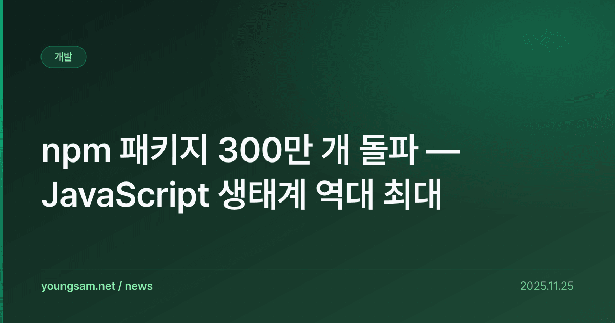 npm 패키지 300만 개 돌파 — JavaScript 생태계 역대 최대