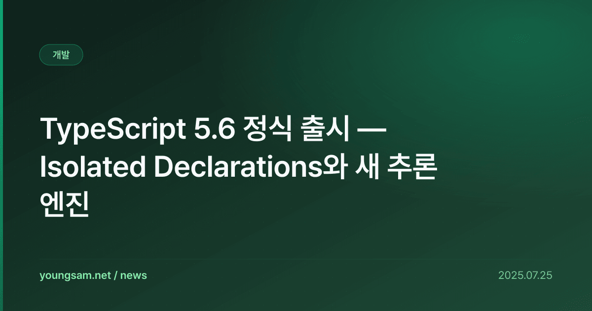 TypeScript 5.6 정식 출시 — Isolated Declarations와 새 추론 엔진