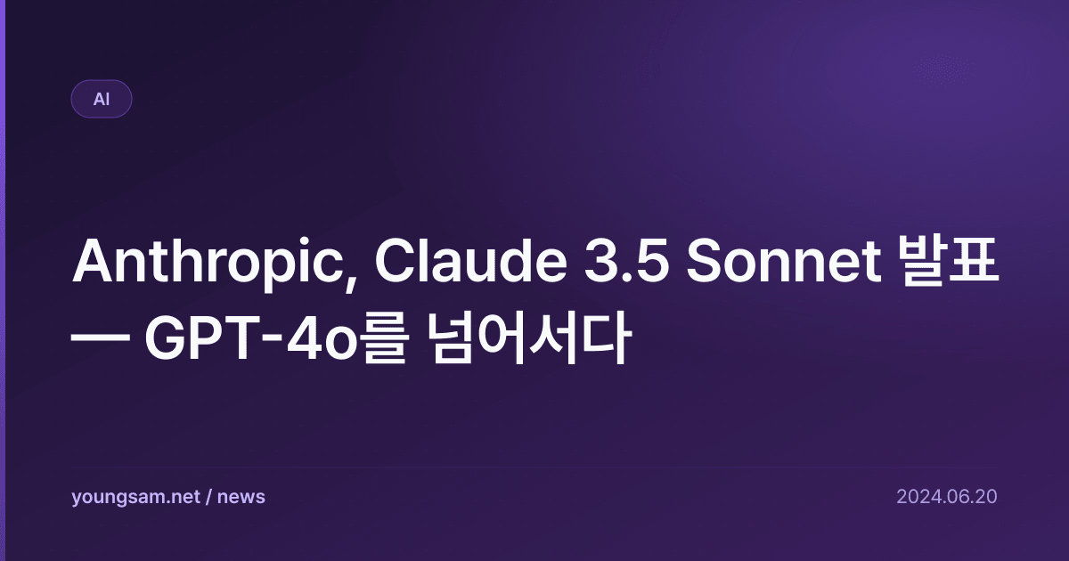 Anthropic, Claude 3.5 Sonnet 발표 — GPT-4o를 넘어서다