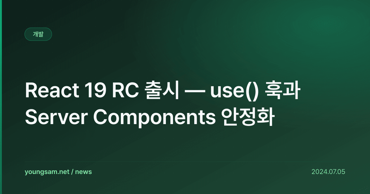 React 19 RC 출시 — use() 훅과 Server Components 안정화