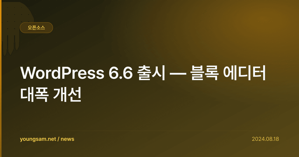 WordPress 6.6 출시 — 블록 에디터 대폭 개선