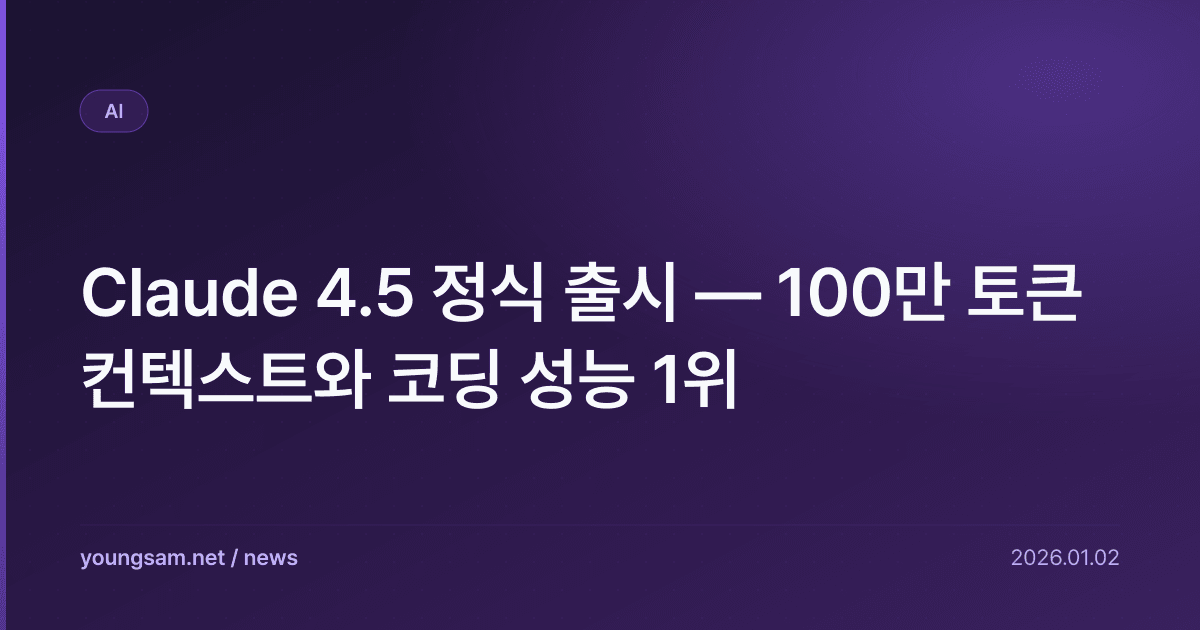 Claude 4.5 정식 출시 — 100만 토큰 컨텍스트와 코딩 성능 1위