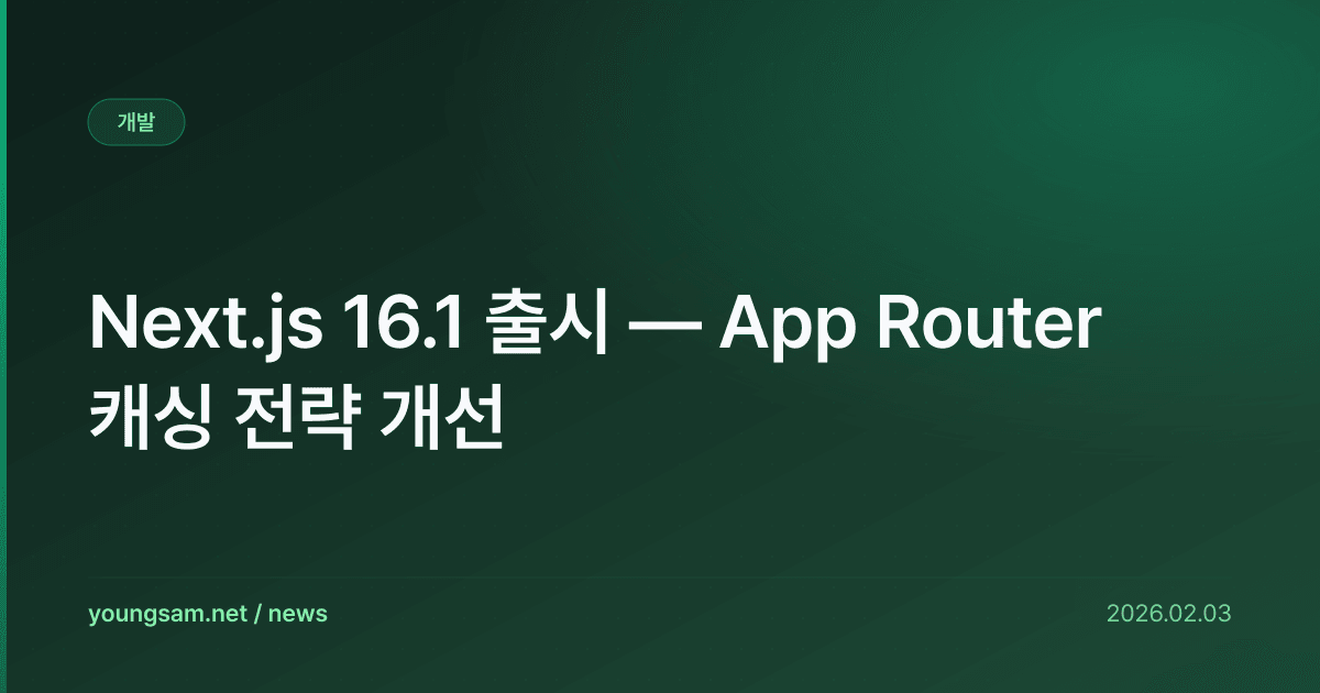 Next.js 16.1 출시 — App Router 캐싱 전략 개선