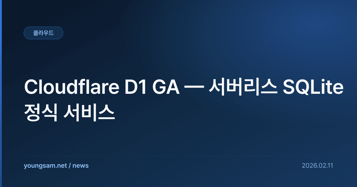 Cloudflare D1 GA — 서버리스 SQLite 정식 서비스