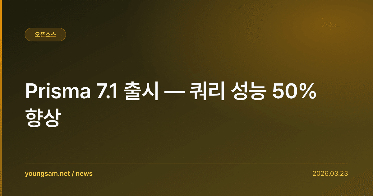 Prisma 7.1 출시 — 쿼리 성능 50% 향상