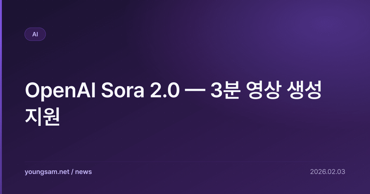 OpenAI Sora 2.0 — 3분 영상 생성 지원