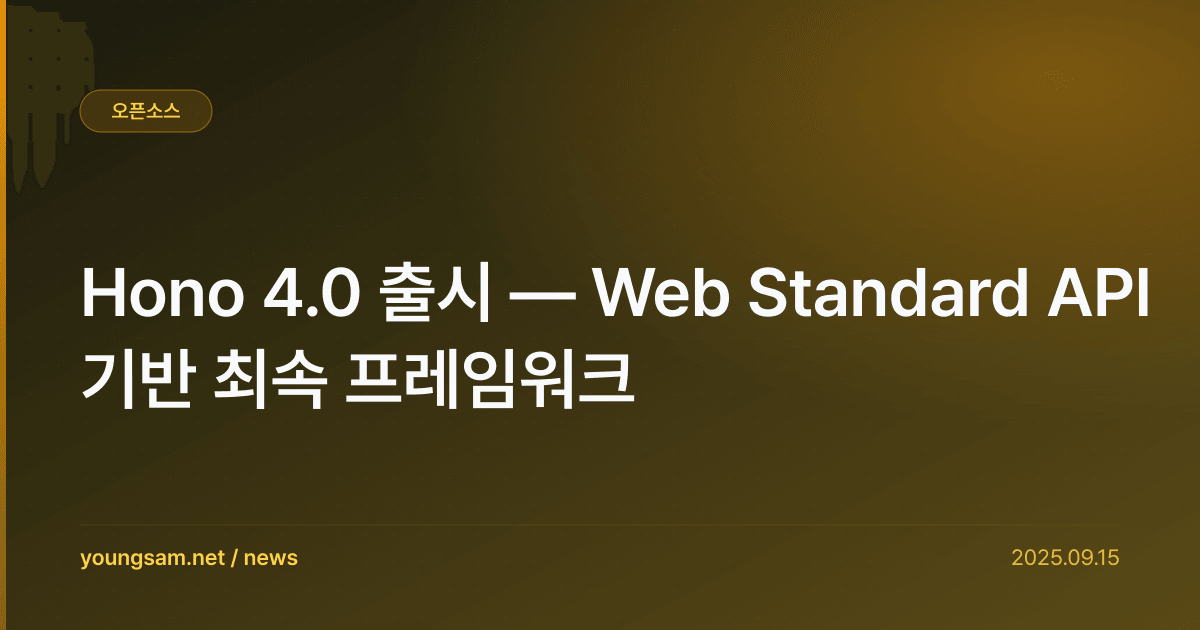 Hono 4.0 출시 — Web Standard API 기반 최속 프레임워크