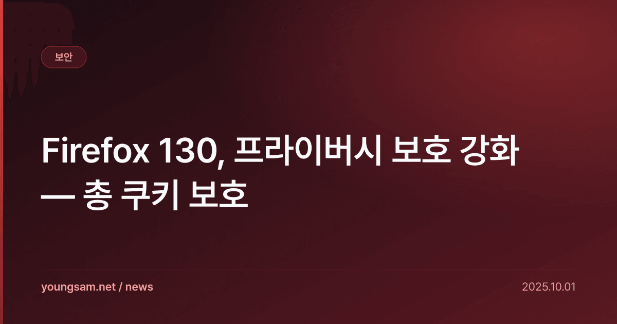 Firefox 130, 프라이버시 보호 강화 — 총 쿠키 보호
