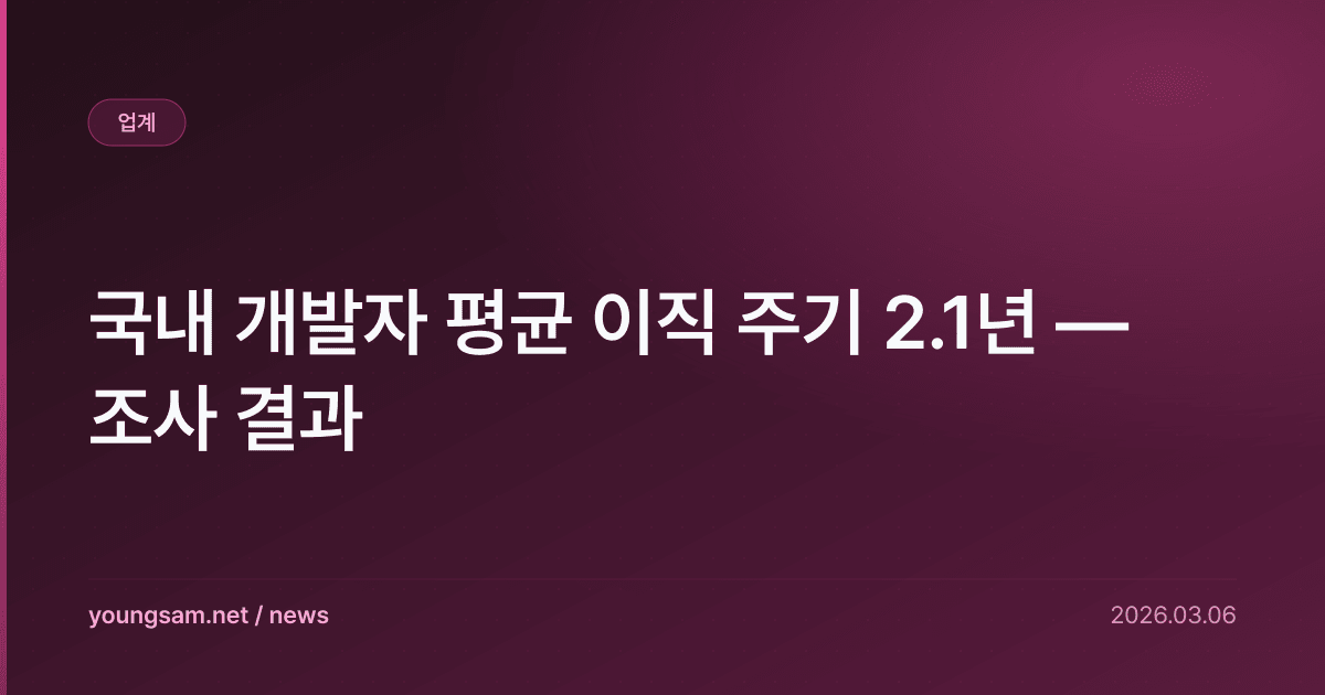 국내 개발자 평균 이직 주기 2.1년 — 조사 결과