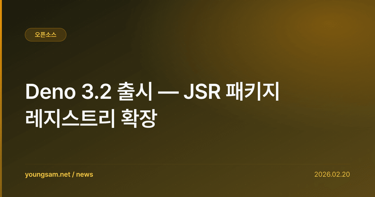 Deno 3.2 출시 — JSR 패키지 레지스트리 확장