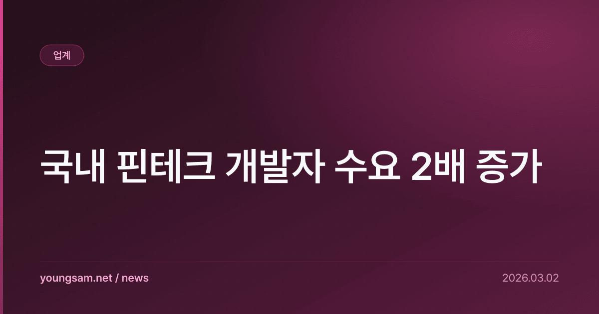 국내 핀테크 개발자 수요 2배 증가