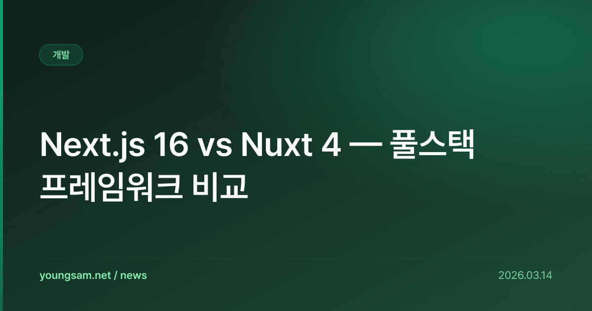 Next.js 16 vs Nuxt 4 — 풀스택 프레임워크 비교