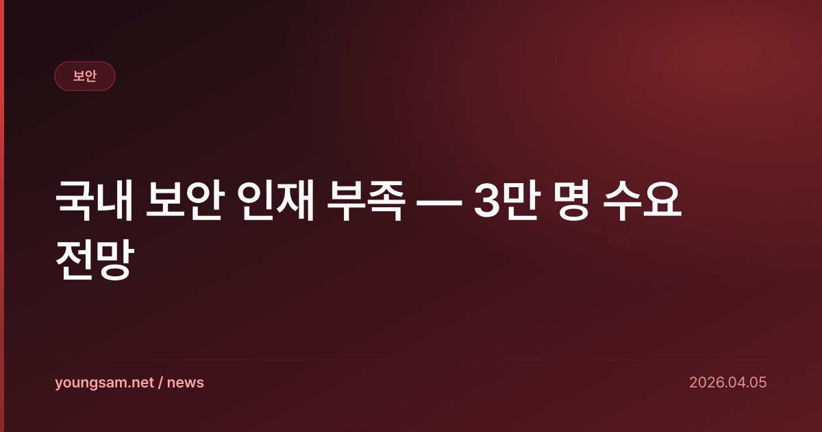 국내 보안 인재 부족 — 3만 명 수요 전망