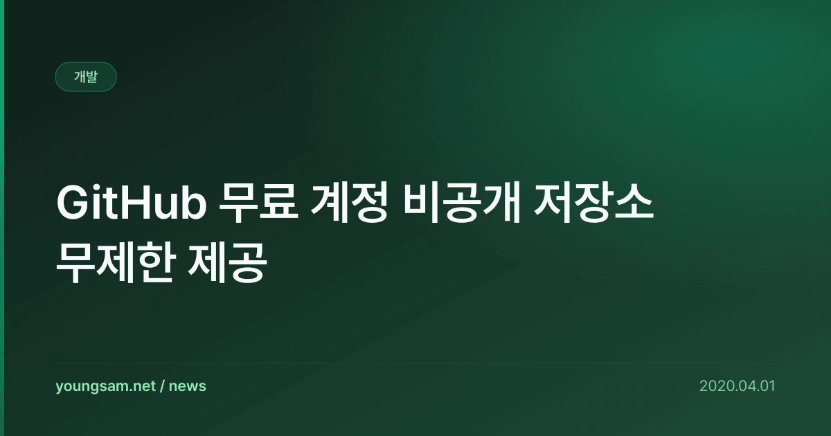 GitHub 무료 계정 비공개 저장소 무제한 제공