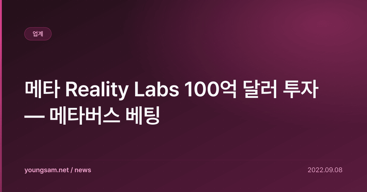메타 Reality Labs 100억 달러 투자 — 메타버스 베팅