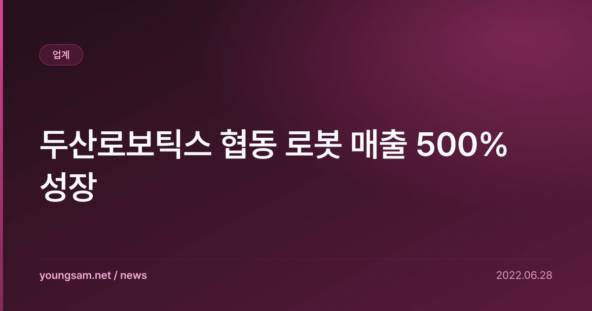 두산로보틱스 협동 로봇 매출 500% 성장