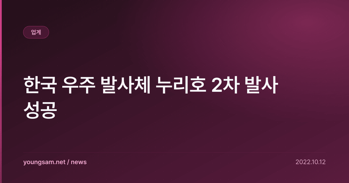 한국 우주 발사체 누리호 2차 발사 성공