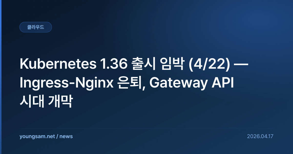 Kubernetes 1.36 출시 임박 (4/22) — Ingress-Nginx 은퇴, Gateway API 시대 개막