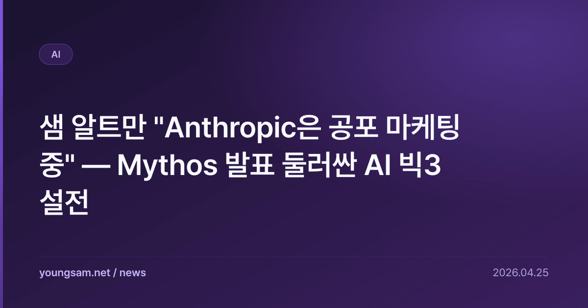 샘 알트만 "Anthropic은 공포 마케팅 중" — Mythos 발표 둘러싼 AI 빅3 설전