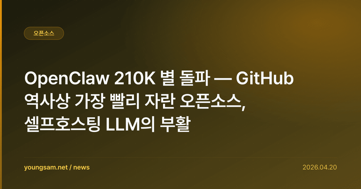 OpenClaw 210K 별 돌파 — GitHub 역사상 가장 빨리 자란 오픈소스, 셀프호스팅 LLM의 부활
