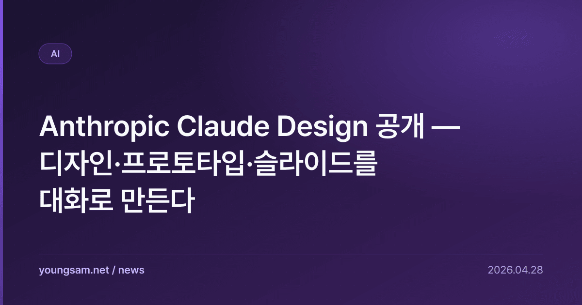 Anthropic Claude Design 공개 — 디자인·프로토타입·슬라이드를 대화로 만든다