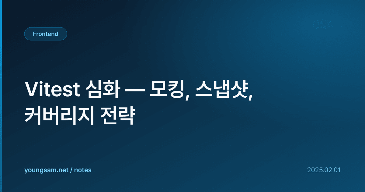 Vitest 심화 — 모킹, 스냅샷, 커버리지 전략