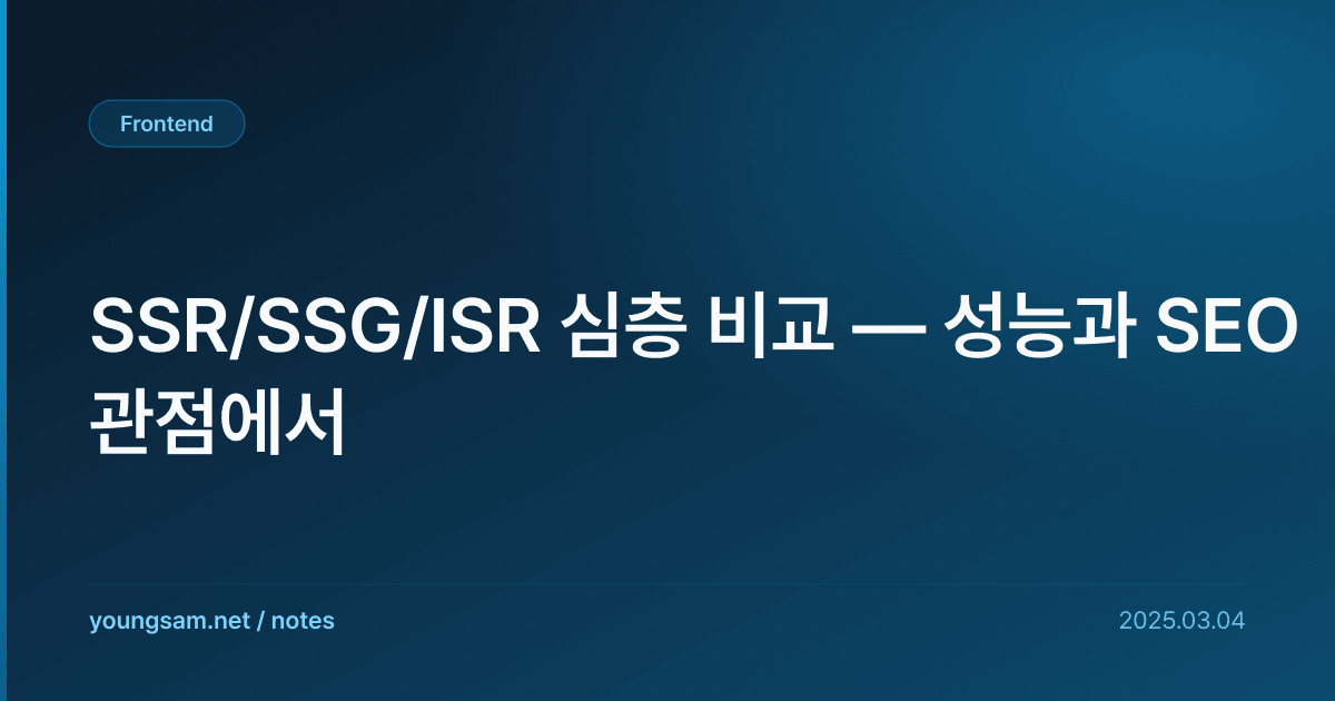 SSR/SSG/ISR 심층 비교 — 성능과 SEO 관점에서