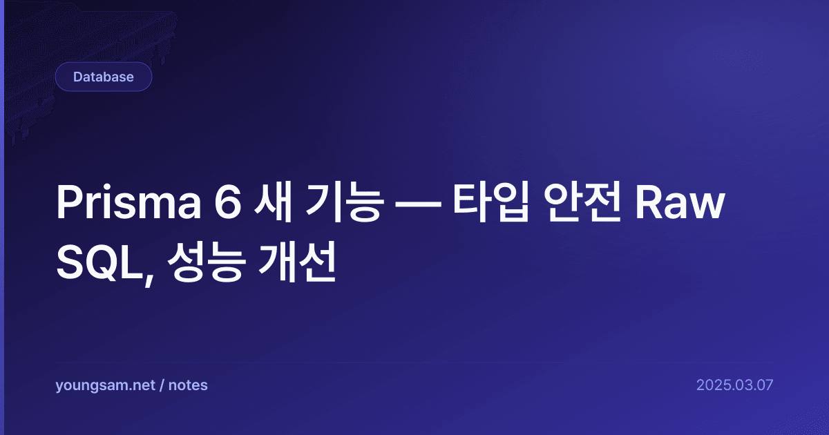 Prisma 6 새 기능 — 타입 안전 Raw SQL, 성능 개선