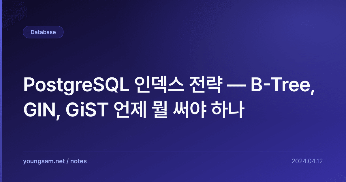 PostgreSQL 인덱스 전략 — B-Tree, GIN, GiST 언제 뭘 써야 하나