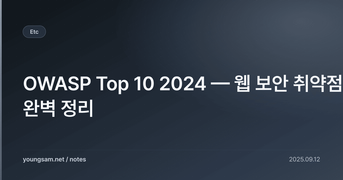 OWASP Top 10 2024 — 웹 보안 취약점 완벽 정리