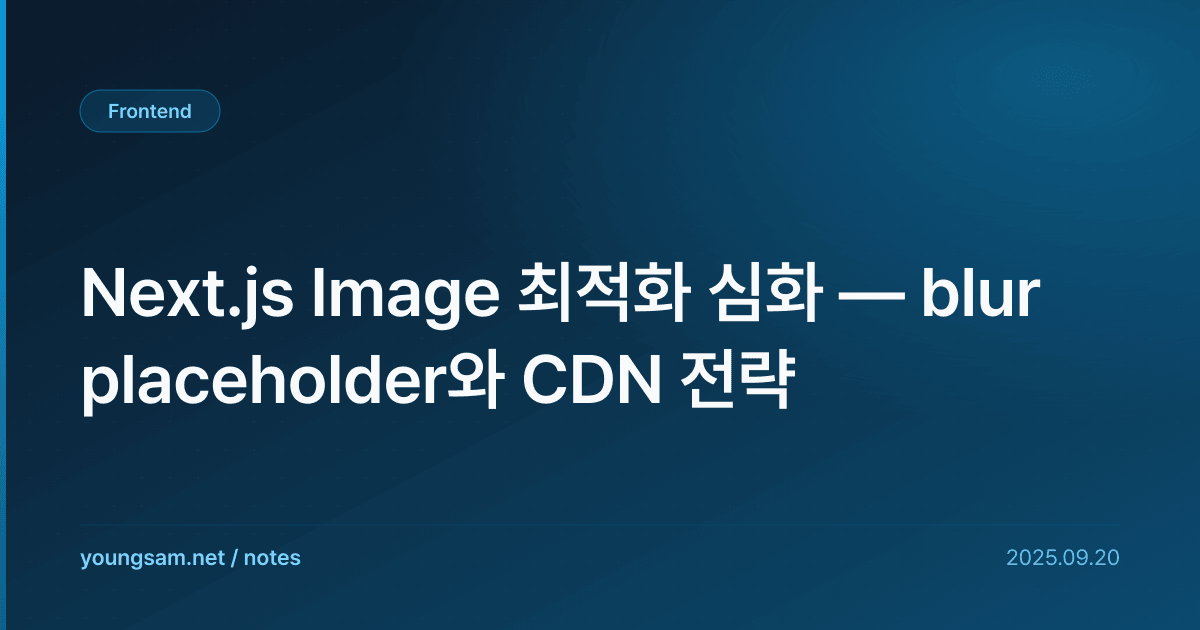 Next.js Image 최적화 심화 — blur placeholder와 CDN 전략
