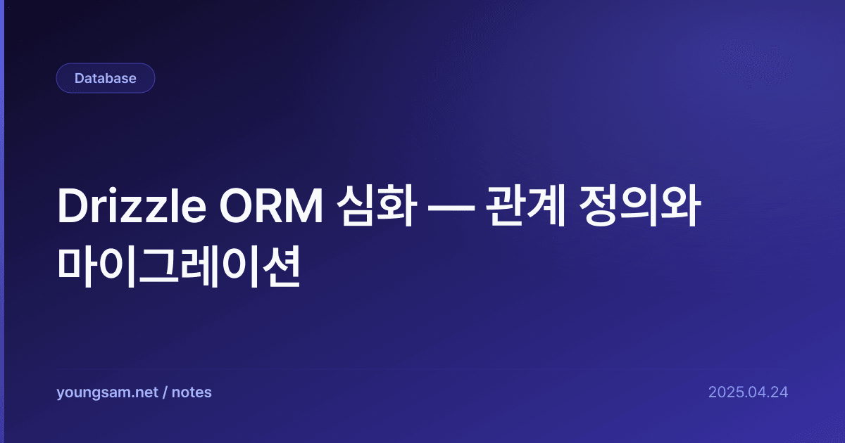 Drizzle ORM 심화 — 관계 정의와 마이그레이션