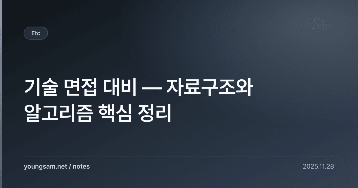 기술 면접 대비 — 자료구조와 알고리즘 핵심 정리