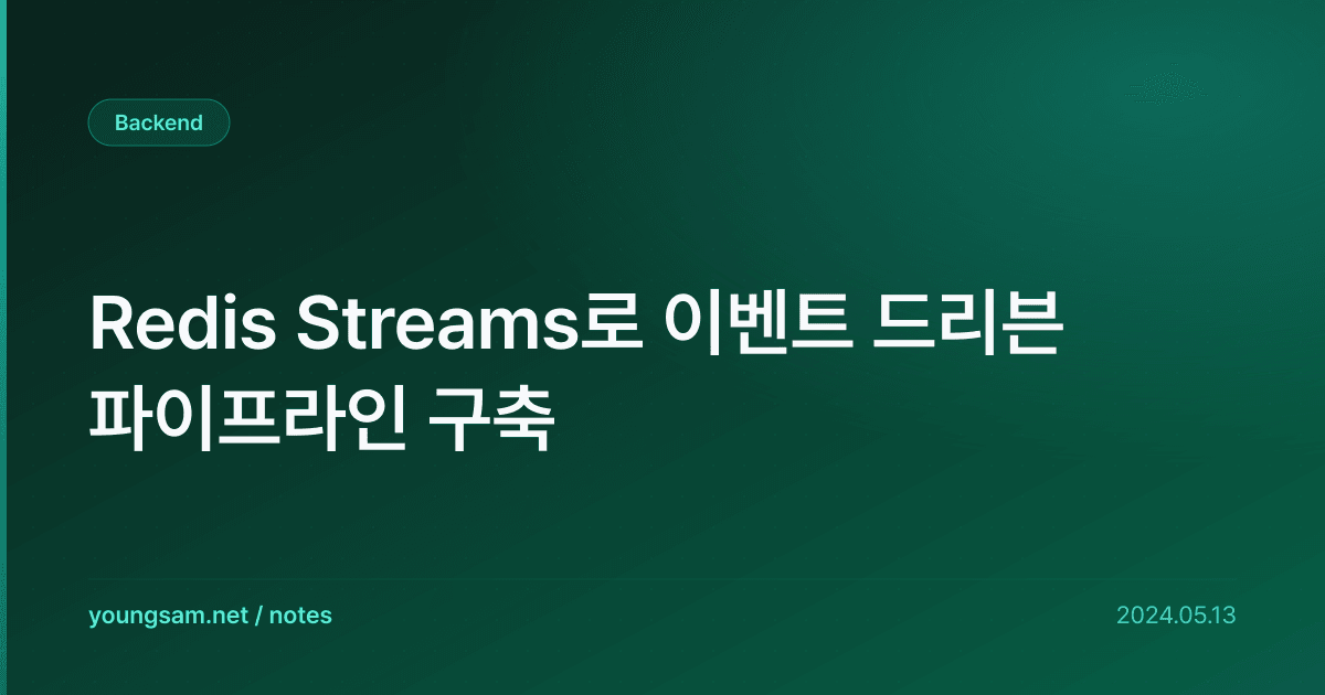 Redis Streams로 이벤트 드리븐 파이프라인 구축