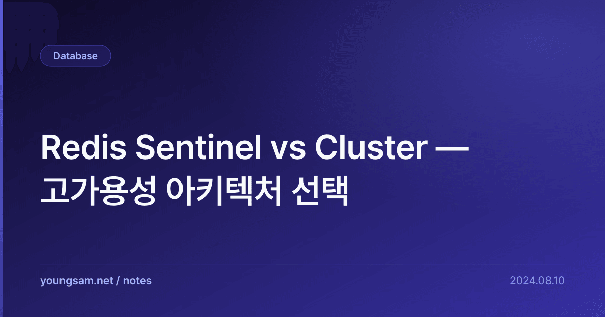 Redis Sentinel vs Cluster — 고가용성 아키텍처 선택