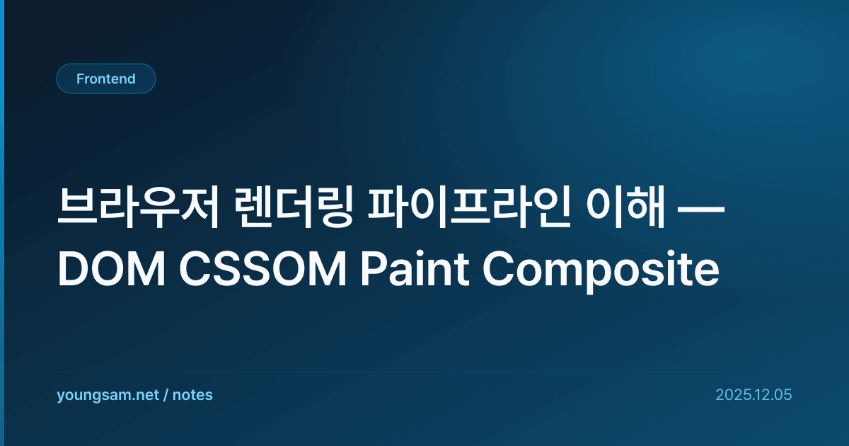 브라우저 렌더링 파이프라인 이해 — DOM CSSOM Paint Composite