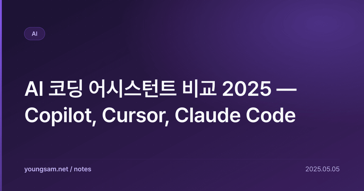 AI 코딩 어시스턴트 비교 2025 — Copilot, Cursor, Claude Code