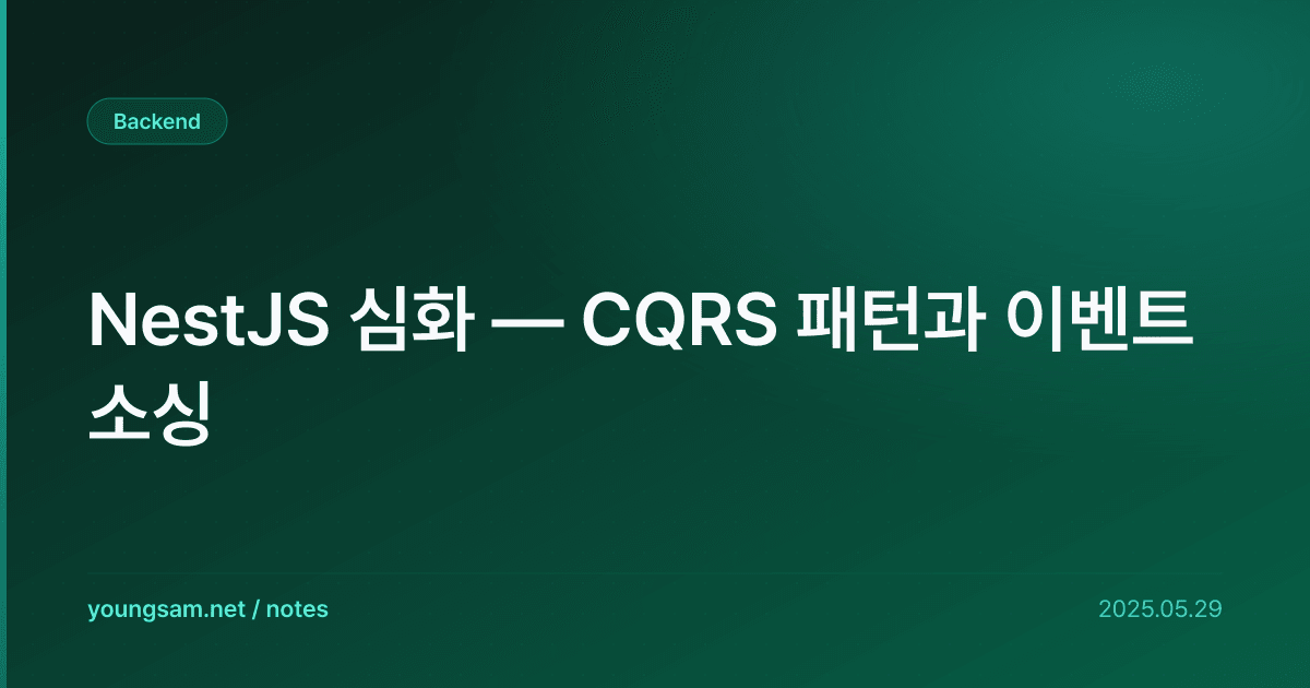 NestJS 심화 — CQRS 패턴과 이벤트 소싱