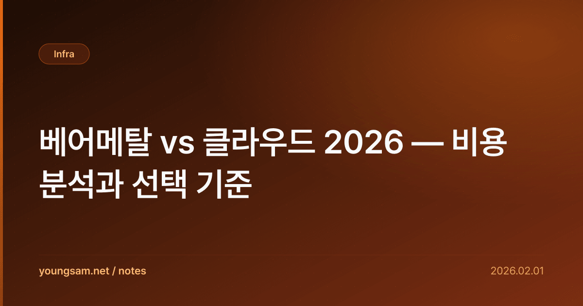 베어메탈 vs 클라우드 2026 — 비용 분석과 선택 기준