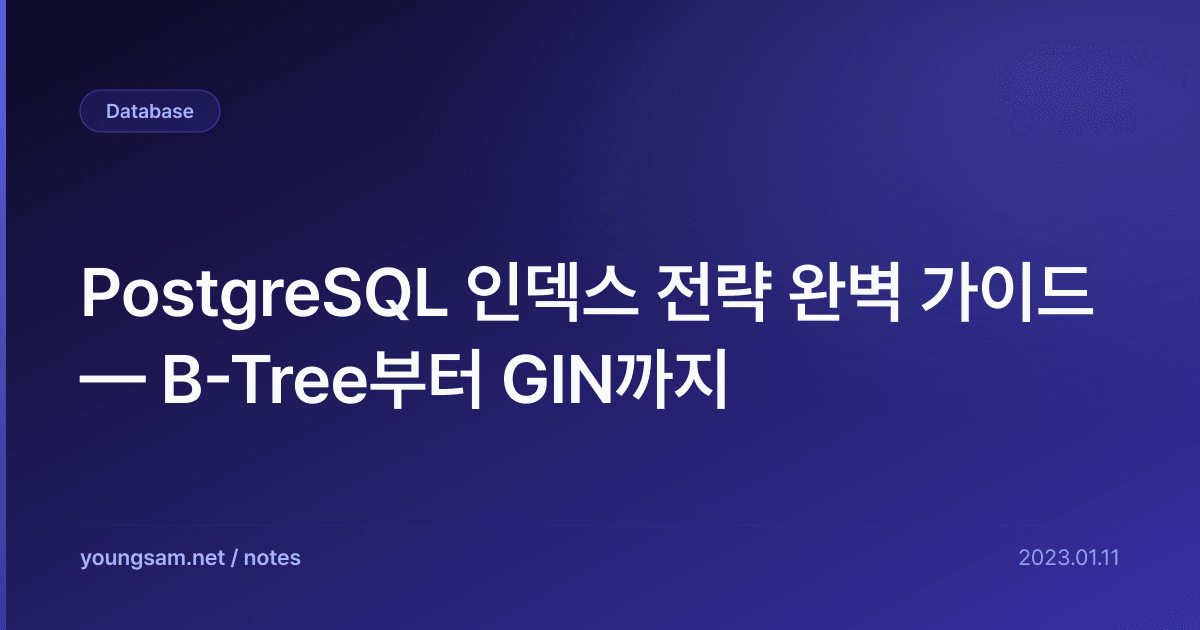 PostgreSQL 인덱스 전략 완벽 가이드 — B-Tree부터 GIN까지