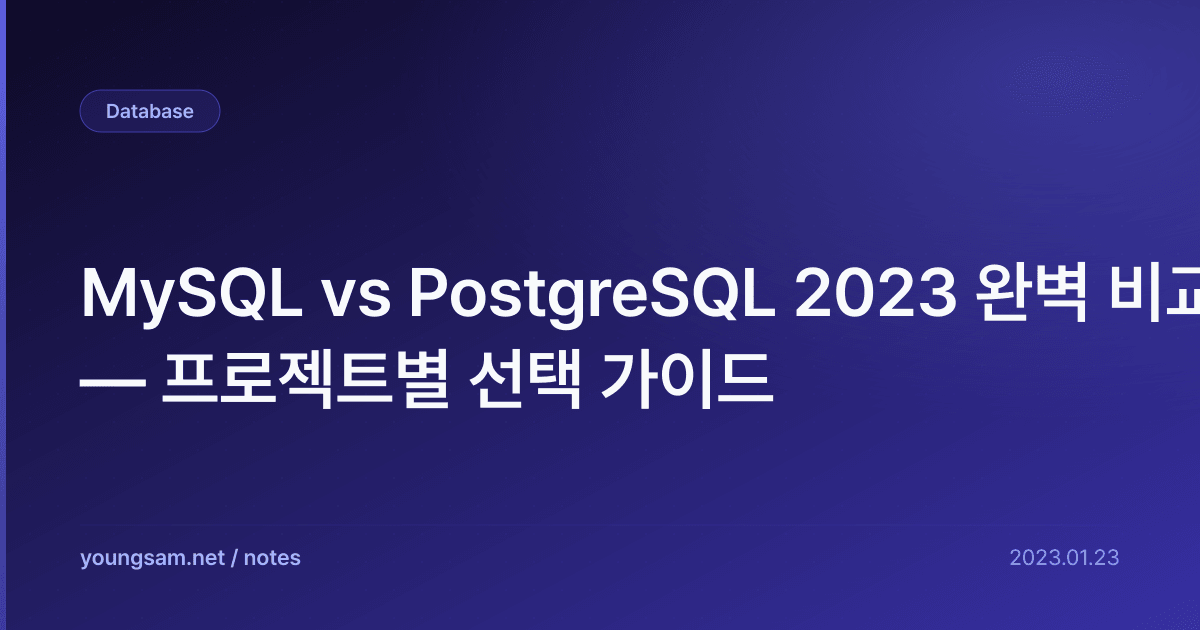 MySQL vs PostgreSQL 2023 완벽 비교 — 프로젝트별 선택 가이드