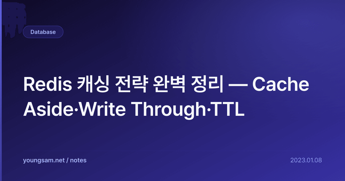 Redis 캐싱 전략 완벽 정리 — Cache Aside·Write Through·TTL