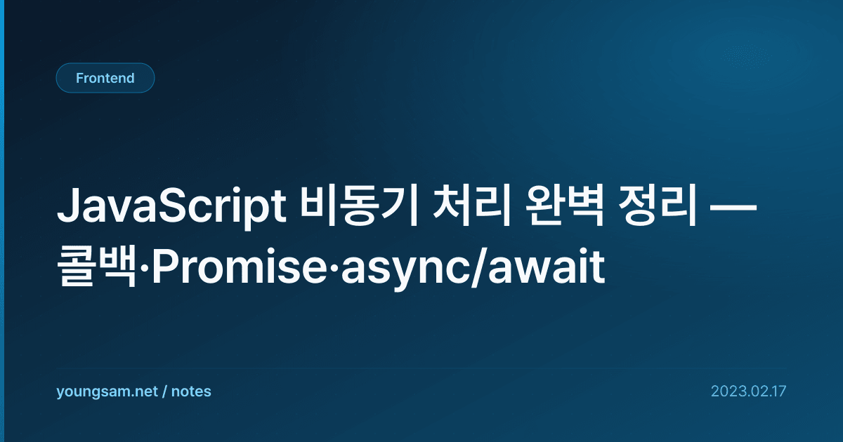 JavaScript 비동기 처리 완벽 정리 — 콜백·Promise·async/await