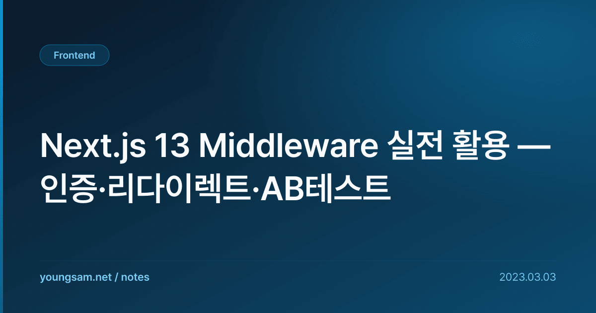 Next.js 13 Middleware 실전 활용 — 인증·리다이렉트·AB테스트