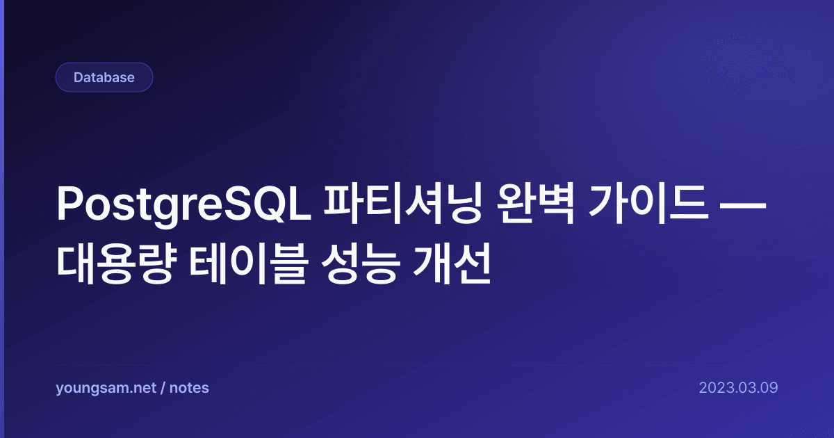 PostgreSQL 파티셔닝 완벽 가이드 — 대용량 테이블 성능 개선
